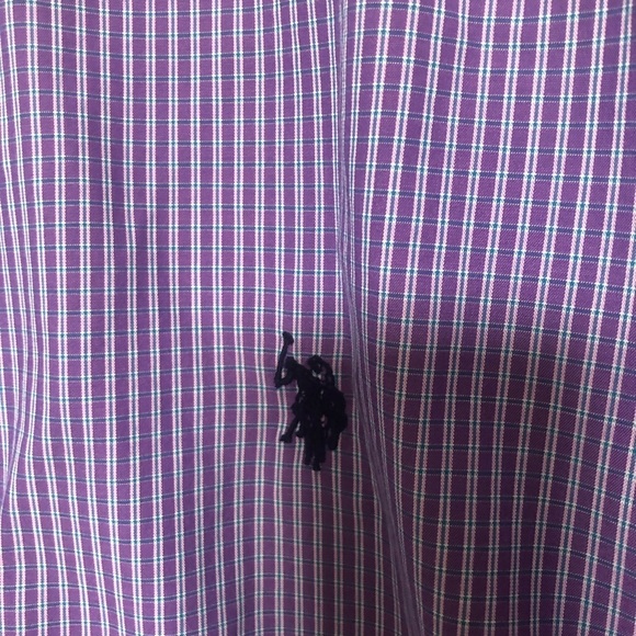 U.S. Polo Assn. Wrinkle Resistant Purple Dress Shirt Long Sleeve 17.5 - Picture 4 of 8